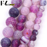 6/8/10mm Purple Weathered Agate Round Beads for Jewelry Making