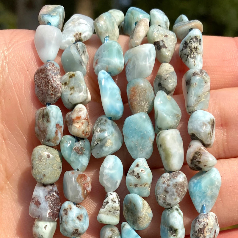 Irregular Larimar Stone Beads 8-10mm for Jewelry Making 15inches