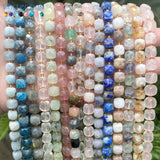 8mm Natural Stone Beads Faceted Square Lapis Moonstone Quartz Aquamarine Round
