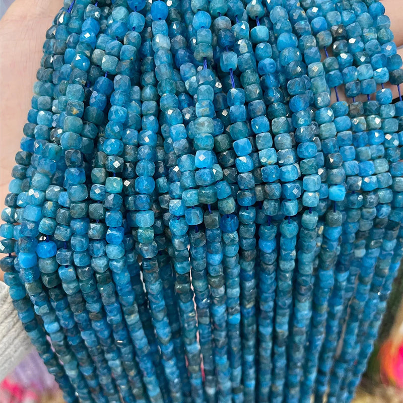 Faceted Apatite Cube Gemstone Spacer Beads 4-5mm for Jewelry Making