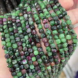 Faceted Epidote Ruby Zoisite Cube Gemstone Beads 4-5mm