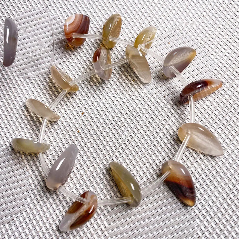 Leaf Shape Natural Stone Beads Agates Mixed Loose Spacer Beaded