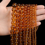 Amber Glass Round Loose Beads for DIY Jewelry Making
