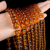 Amber Glass Round Loose Beads for DIY Jewelry Making