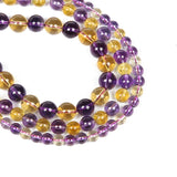 Ametrines Purple Yellow Quartz Crystal Round Loose Beads for Jewelry Making