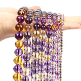 Ametrines Purple Yellow Quartz Crystal Round Loose Beads for Jewelry Making