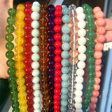 Stone Beads Aquamarine Chalcedony Amber Quartz 4-12mm