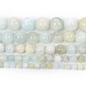 Aquamarine Round Stone Beads for Jewelry Making Bracelets Necklace Strand