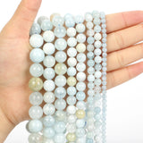 Aquamarine Round Stone Beads for Jewelry Making Bracelets Necklace Strand