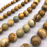 Picture Stone Round Loose Beads for Jewelry Making 15inch Pick Size