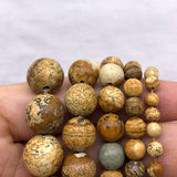 Picture Stone Round Loose Beads for Jewelry Making 15inch Pick Size