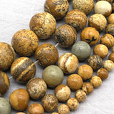 Picture Stone Round Loose Beads for Jewelry Making 15inch Pick Size