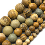 Picture Stone Round Loose Beads for Jewelry Making 15inch Pick Size
