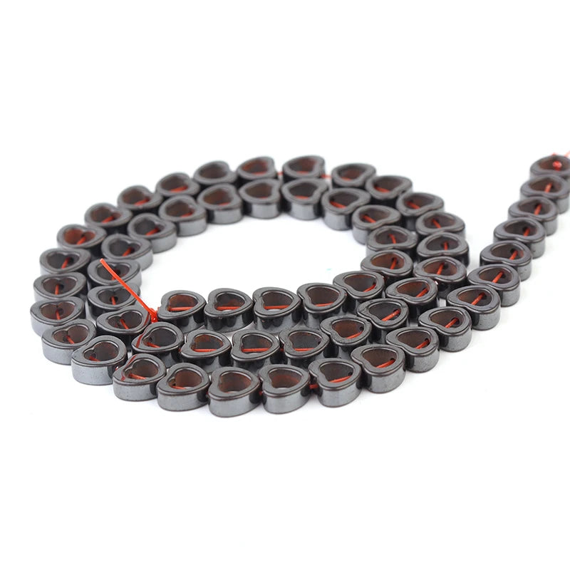 Natural Stone Beads Hematite Square Heart Round Loose Spacer Beads