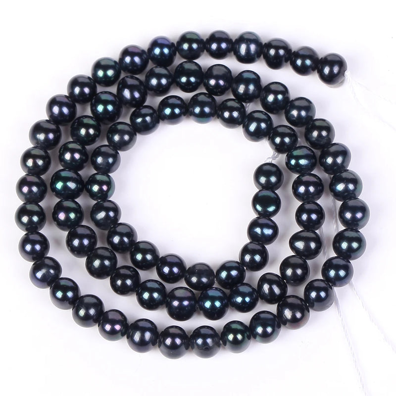 Natural Stone Beads Round Pearl for Jewelry Making 4-9mm 15''