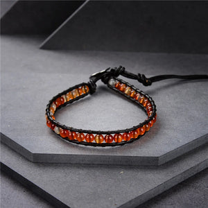 Natural Stone Beads Wrap Woven Bracelet Leather Bangle