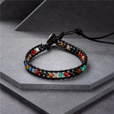 Natural Stone Beads Wrap Woven Bracelet Leather Bangle