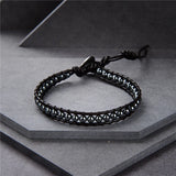 Natural Stone Beads Wrap Woven Bracelet Leather Bangle
