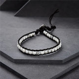Natural Stone Beads Wrap Woven Bracelet Leather Bangle