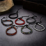 Natural Stone Beads Wrap Woven Bracelet Leather Bangle