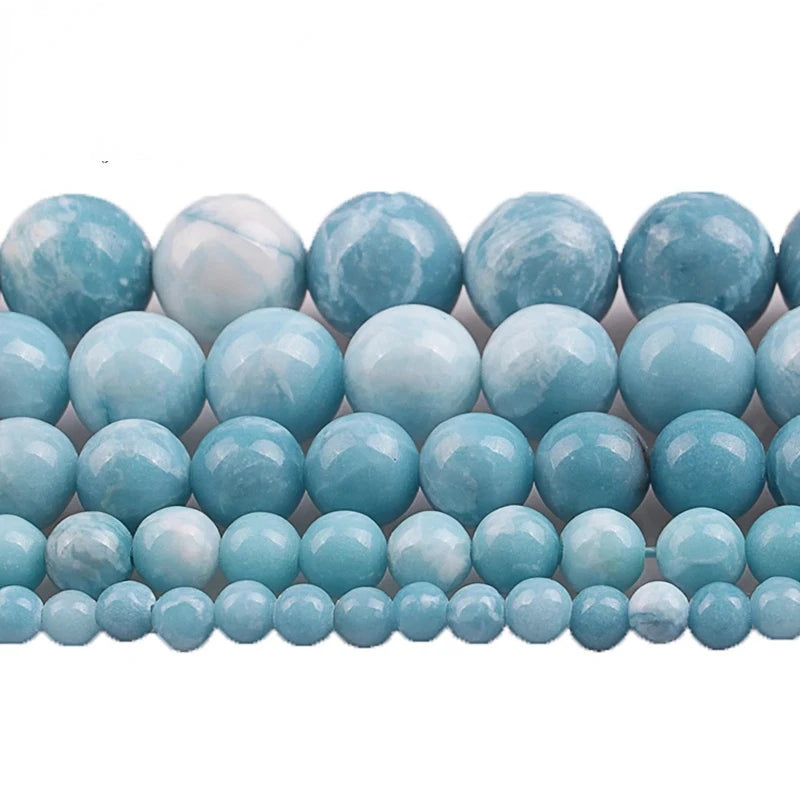 Sky Stone Chinese Larimar Round Loose Beads 4 6 8 10 12mm for Jewelry Making