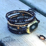 Natural Stone Beads Bracelet Agates Jade Charms Boho Wrap Gems Jewelry