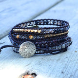 Natural Stone Beads Bracelet Agates Jade Charms Boho Wrap Gems Jewelry