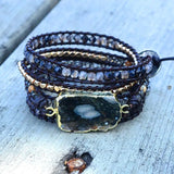 Natural Stone Beads Bracelet Agates Jade Charms Boho Wrap Gems Jewelry