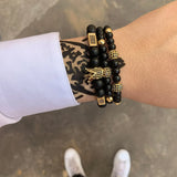 CZ King Crown Charms Beads Bracelet for Men Women