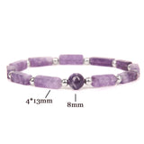 Natural Stone Beads Bracelet Cube Amethyst Crystal Agate Bangle