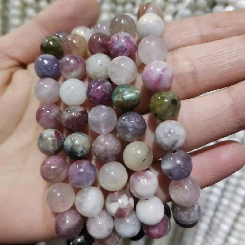Plum blossom Tourmaline Stone Beads Bracelet for Men and Women