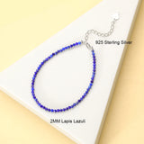 Natural Stone Beads Bracelet with 925 Sterling Silver Bangle for Women