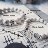 925 Silver Star Turquoise Rutilated Quartz Couple Bracelet