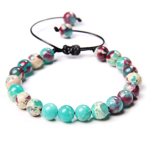 Natural Stone Beads Braided Bracelet Shoushan Frosted Stones Adjustable