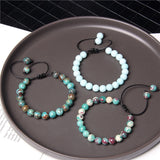 Natural Stone Beads Braided Bracelet Shoushan Frosted Stones Adjustable
