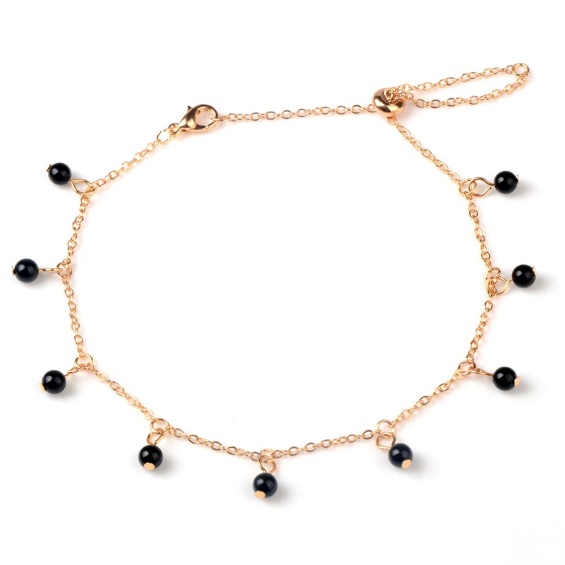 Natural Stone Beads Charm Anklet Bracelet Foot Ankle Chain Adjustable