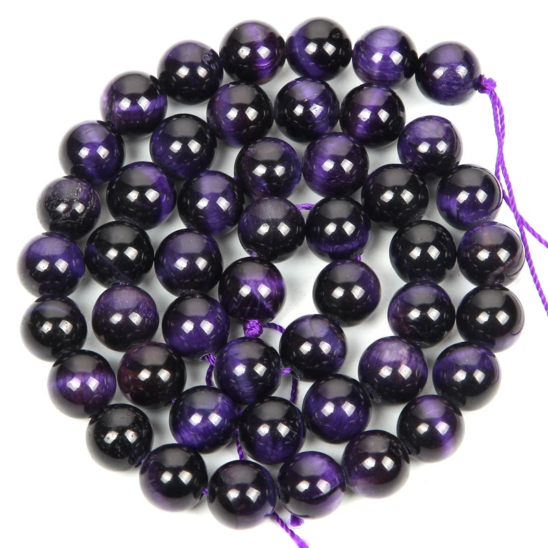 Purple Tiger Eye Stone Beads for Jewelry Making DIY