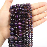 Purple Tiger Eye Stone Beads for Jewelry Making DIY