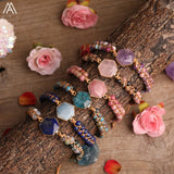 4mm Natural Stone Beads Knotted Braided Yoga Bracelet