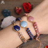 4mm Natural Stone Beads Knotted Braided Yoga Bracelet