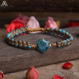 4mm Natural Stone Beads Knotted Braided Yoga Bracelet