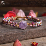 4mm Natural Stone Beads Knotted Braided Yoga Bracelet