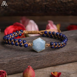4mm Natural Stone Beads Knotted Braided Yoga Bracelet