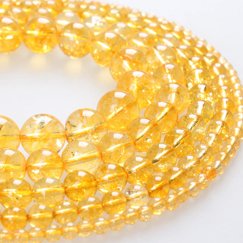 Natural Citrine Quartz Crystal Round Beads 4-12mm
