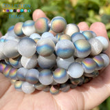 Colorful Druzy Agates Round Spacer Loose Beads 6/8/10mm 15' DIY Bracelets