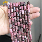 Red Rhodochrosite Column Shape Natural Stone Beads 15''Inches