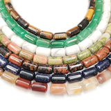 Natural Stone Beads Cylindrical Malachite Tiger Eye Agate Green Aventurine