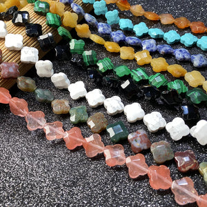 Natural Stone Beads Clover Shape Crystal Agates for Jewelry Making