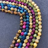 Faceted 8 Point Tiger Eye Stone Beads for Jewelry Making DIY