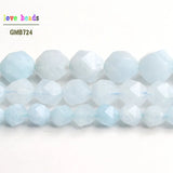 Faceted Aquamarine Natural Stone Beads 6/8/10mm